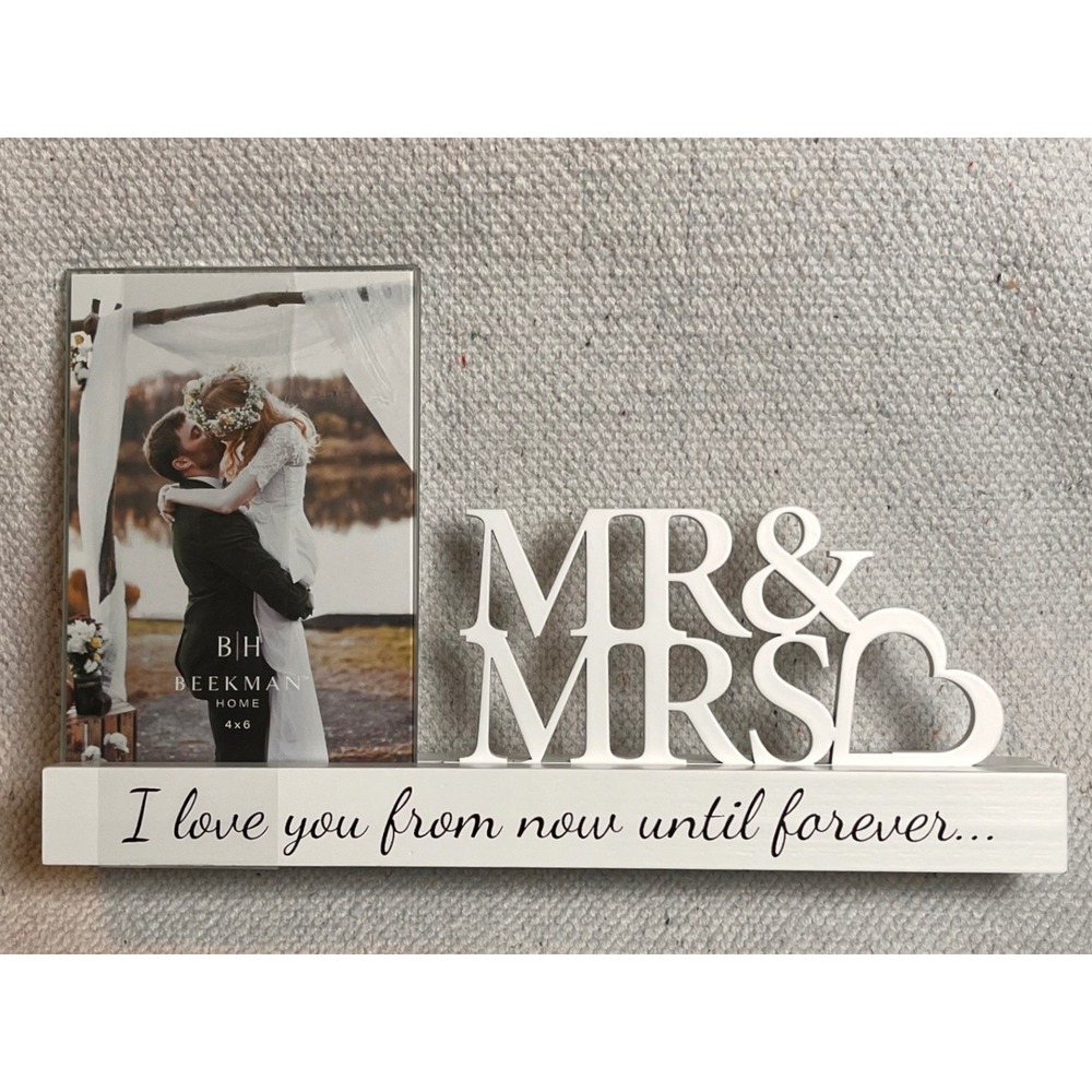 Mr & Mrs Wedding Photo Frame Decor 4x6 White Love Quote Newlywed Gift
